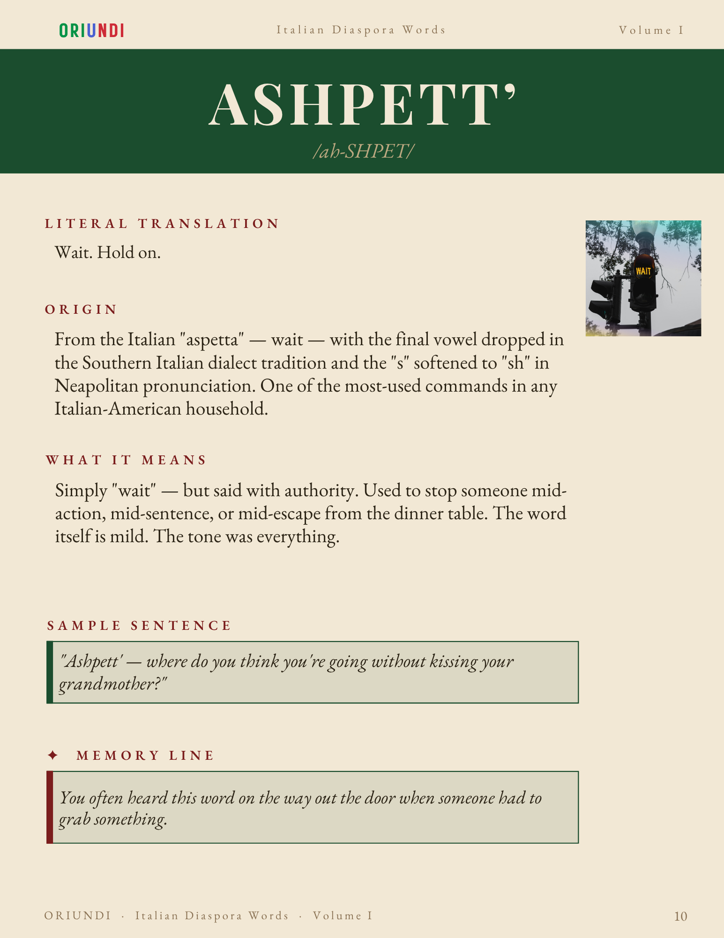 Italian Diaspora Words: Volume I