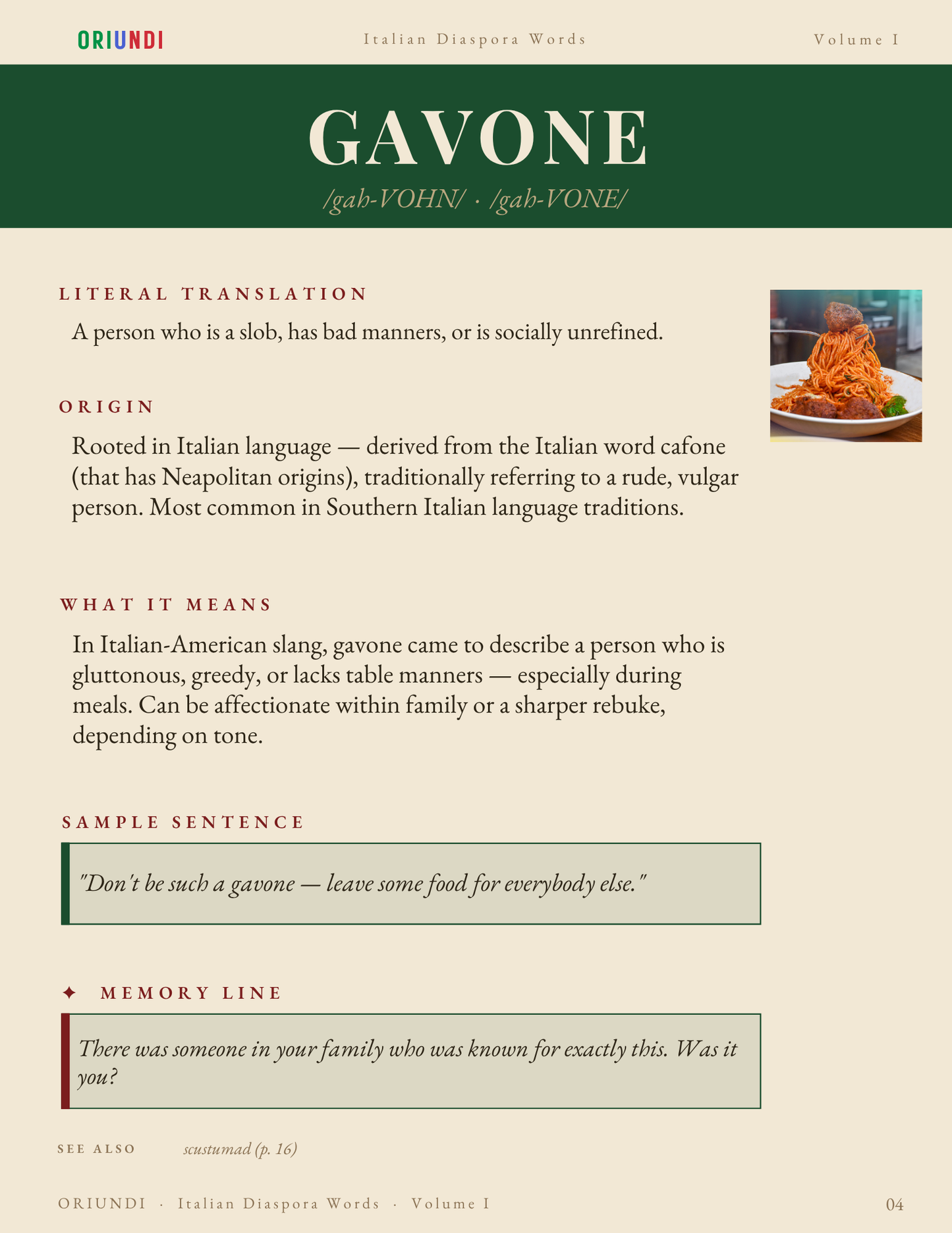 Italian Diaspora Words: Volume I